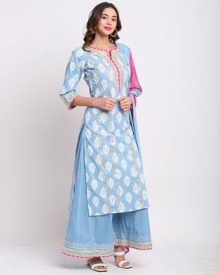 Blue printed cotton ethnic-kurtis 4
