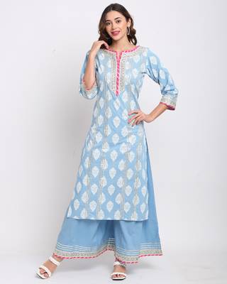 Blue printed cotton ethnic-kurtis 5