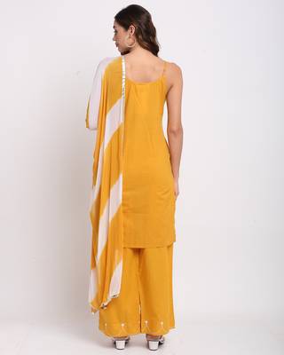 Yellow embroidered cotton ethnic-kurtis 2