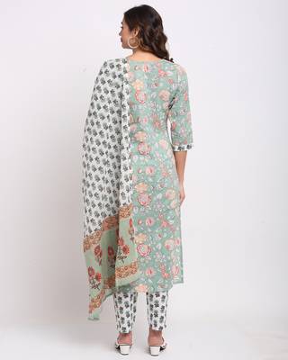 Green printed cotton ethnic-kurtis 2