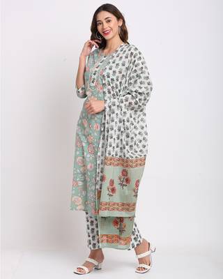 Green printed cotton ethnic-kurtis 3
