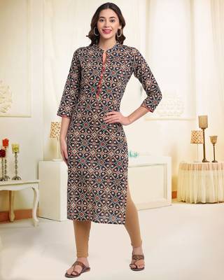 Blue printed cotton ethnic-kurtis 1