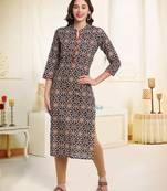 Blue printed cotton ethnic-kurtis
