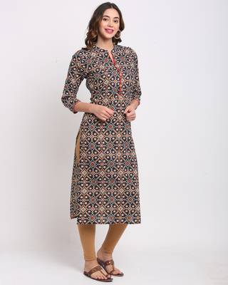 Blue printed cotton ethnic-kurtis 4