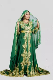 Green Wedding Zari Embroidered Kaftan
