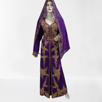 Purple Georgette Hand Embroidered Kaftan 2