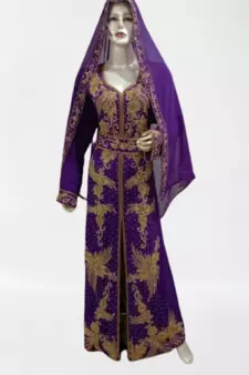 Purple Georgette Hand Embroidered Kaftan