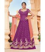 Nakkashi Wine Handloom Silk Frilled Lehenga