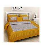Yellow Color Pure Cotton Queen Size Bedsheet aadi manav yellow