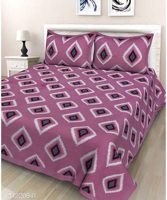 Pink Color Pure Cotton Queen Size Bedsheet aankhpink 1