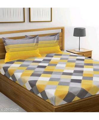 Yellow Color Pure Cotton Queen Size Bedsheet Ahmdabadi yellow 1