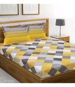 Yellow Color Pure Cotton Queen Size Bedsheet Ahmdabadi yellow
