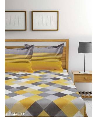 Yellow Color Pure Cotton Queen Size Bedsheet Ahmdabadi yellow 3