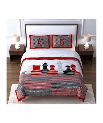 Red Color Pure Cotton Queen Size Bedsheet chess red 1