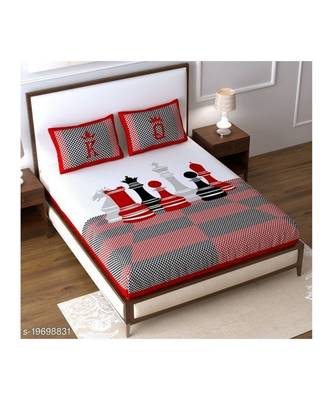 Red Color Pure Cotton Queen Size Bedsheet chess red 2