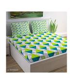 Green Color Pure Cotton Queen Size Bedsheet dimond green