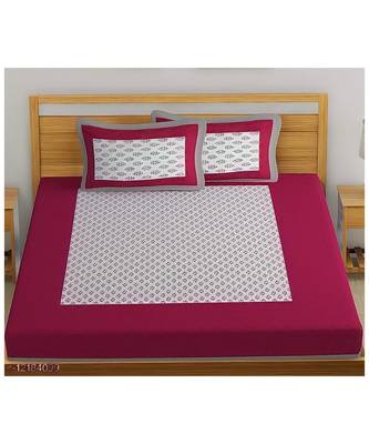 Pink Color Pure Cotton Queen Size Bedsheet gadbootipink 1