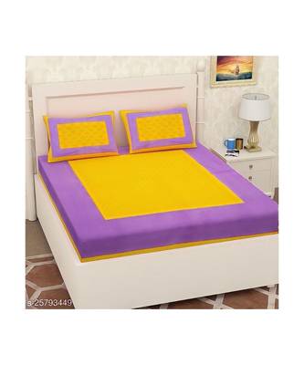 Yellow Color Pure Cotton Queen Size Bedsheet gadbootiyellow 1