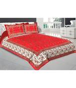 Red Color Pure Cotton Queen Size Bedsheet kashmir kali Red