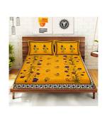 Yellow Color Pure Cotton Queen Size Bedsheet kashmir ki kali Yellow