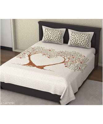 Red Color Pure Cotton Queen Size Bedsheet love tree red 1