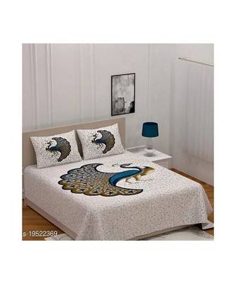 Blue Color Pure Cotton Queen Size Bedsheet mor blue 1
