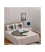 Blue Color Pure Cotton Queen Size Bedsheet mor blue