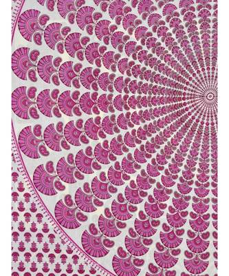 Pink Color Pure Cotton Queen Size Bedsheet Mor pankh pink 2