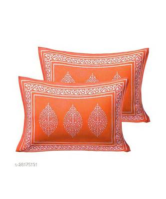 Orange Color Pure Cotton Queen Size Bedsheet Multi pankh Orange 2