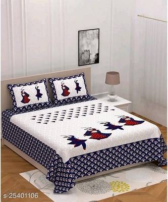 Blue Color Pure Cotton Queen Size Bedsheet New dandiya blue 1
