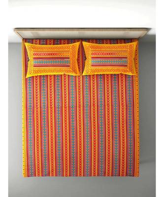 Yellow Color Pure Cotton Queen Size Bedsheet PH-ZIGZAG-YELLOW 1