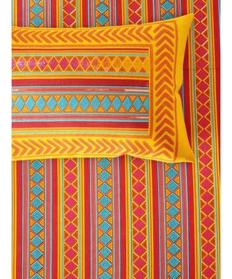 Yellow Color Pure Cotton Queen Size Bedsheet PH-ZIGZAG-YELLOW 2