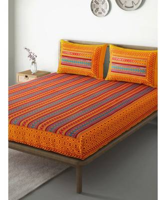 Yellow Color Pure Cotton Queen Size Bedsheet PH-ZIGZAG-YELLOW 3