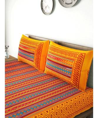 Yellow Color Pure Cotton Queen Size Bedsheet PH-ZIGZAG-YELLOW 4
