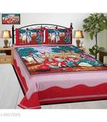 Red Color Pure Cotton Queen Size Bedsheet poster red
