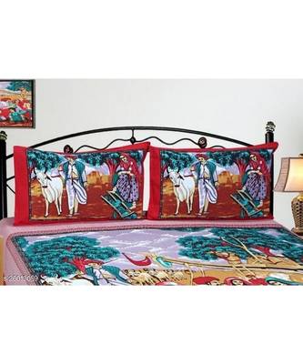 Red Color Pure Cotton Queen Size Bedsheet poster red 2