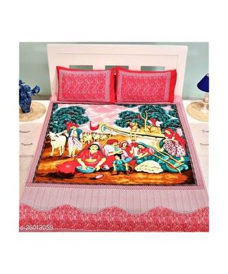 Red Color Pure Cotton Queen Size Bedsheet poster red 3