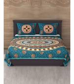 Green Color Pure Cotton Queen Size Bedsheet Circle fool green