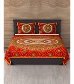 Orange Color Pure Cotton Queen Size Bedsheet Circle fool Orange