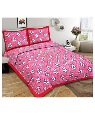 Pink Color Pure Cotton Queen Size Bedsheet 3 KAAM GAD STAR PINK 1