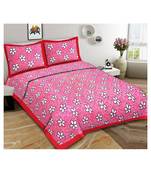 Pink Color Pure Cotton Queen Size Bedsheet 3 KAAM GAD STAR PINK