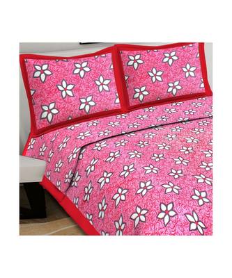 Pink Color Pure Cotton Queen Size Bedsheet 3 KAAM GAD STAR PINK 4