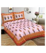 Orange Color Pure Cotton Queen Size Bedsheet 5 KAAM BOOTA ORANGE