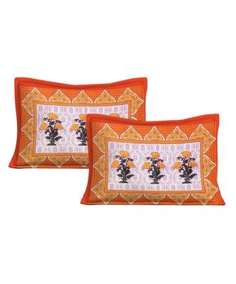 Orange Color Pure Cotton Queen Size Bedsheet 5 KAAM BOOTA ORANGE 2