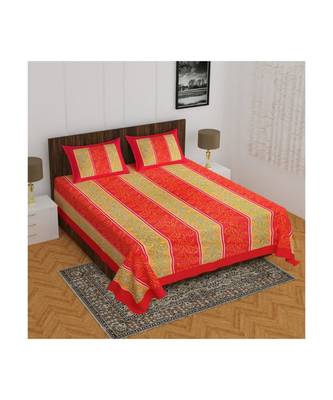 Orange Color Pure Cotton Queen Size Bedsheet Rashbhari Orange 1