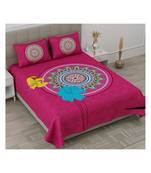 Pink Color Pure Cotton Queen Size Bedsheet Round kamal pink
