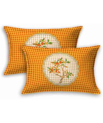 Yellow Color Pure Cotton Queen Size Bedsheet Round tree chidiya yellow 2