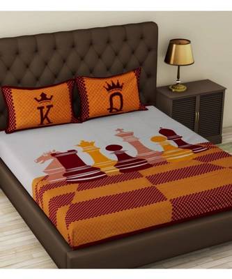 Yellow Color Pure Cotton Queen Size Bedsheet satranj yellow 1