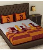 Yellow Color Pure Cotton Queen Size Bedsheet satranj yellow