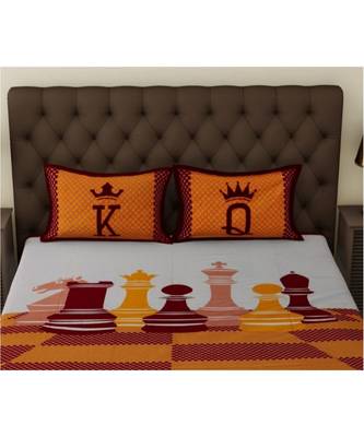 Yellow Color Pure Cotton Queen Size Bedsheet satranj yellow 2